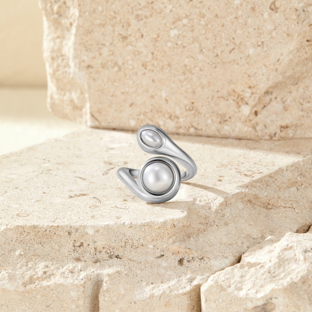 Amara Silver-Tone Pearl Wrap Ring