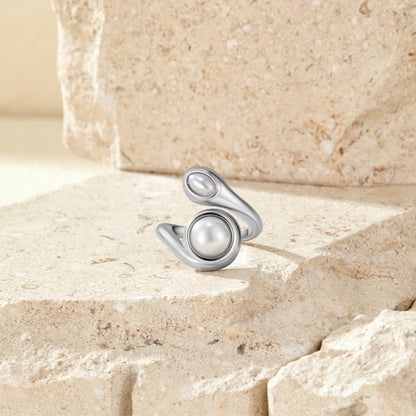 Amara Silver-Tone Pearl Wrap Ring