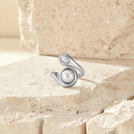 Amara Silver-Tone Pearl Wrap Ring