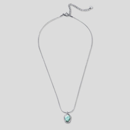 Silver-Tone Aquamarine Blue Pendant Necklace