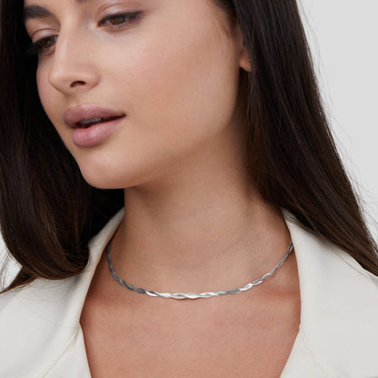 Chiara Silver-Tone Twist Snake Chain Necklace