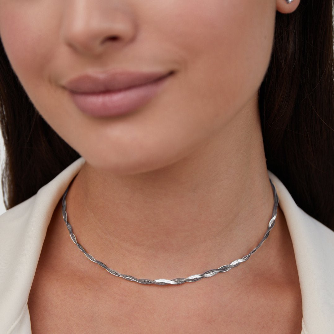 Chiara Silver-Tone Twist Snake Chain Necklace