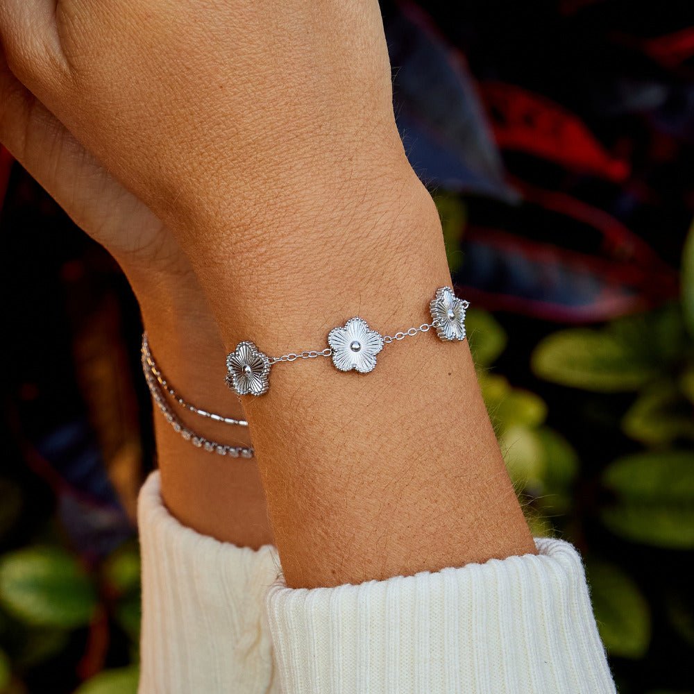 Silver-Tone Clover Bracelet