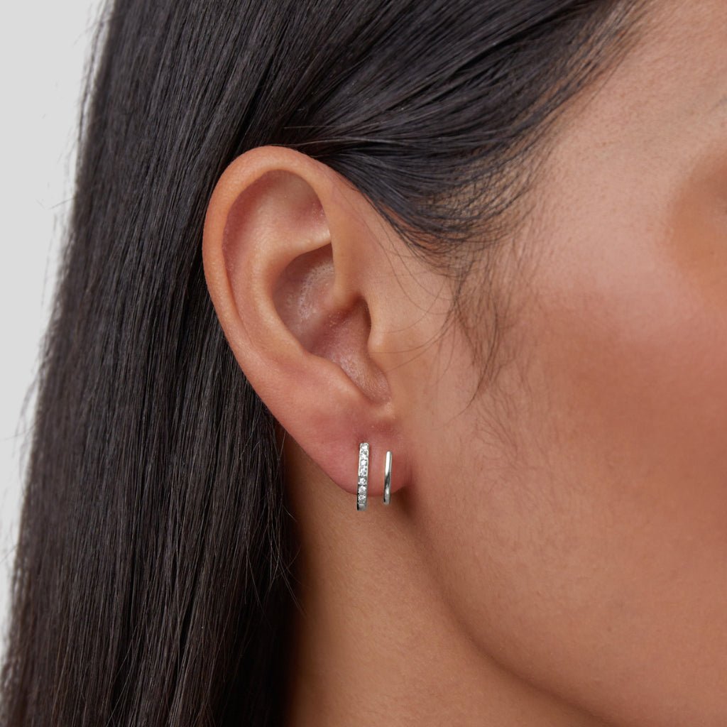 Silver-Tone Crystal Claw Earrings