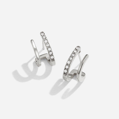 Silver-Tone Crystal Claw Earrings