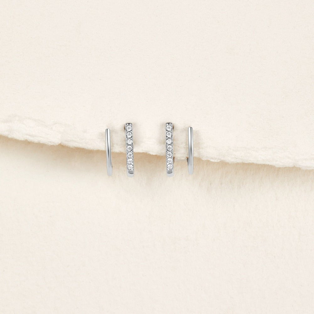 Silver-Tone Crystal Claw Earrings