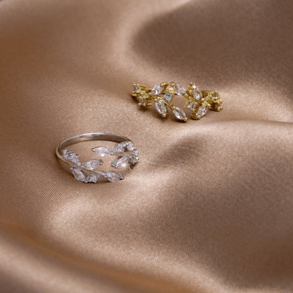 Silver-Tone Crystal Vine Ring