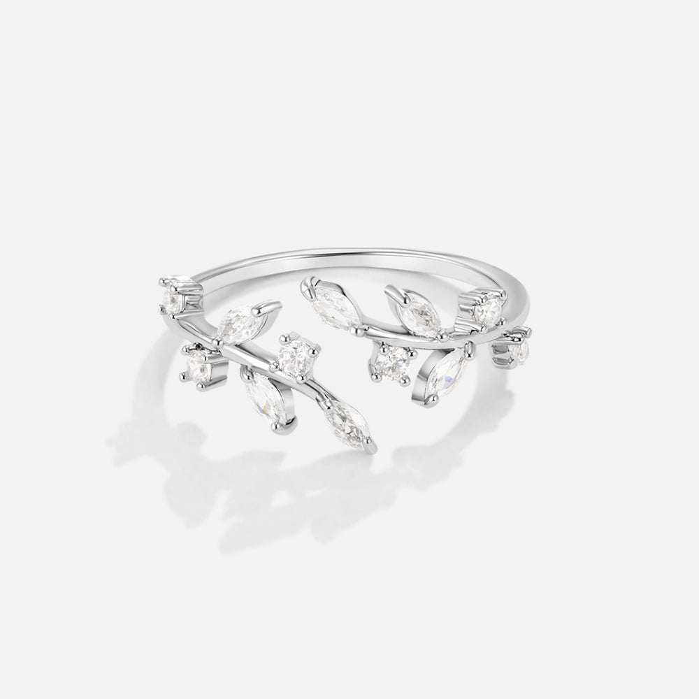 Silver-Tone Crystal Vine Ring