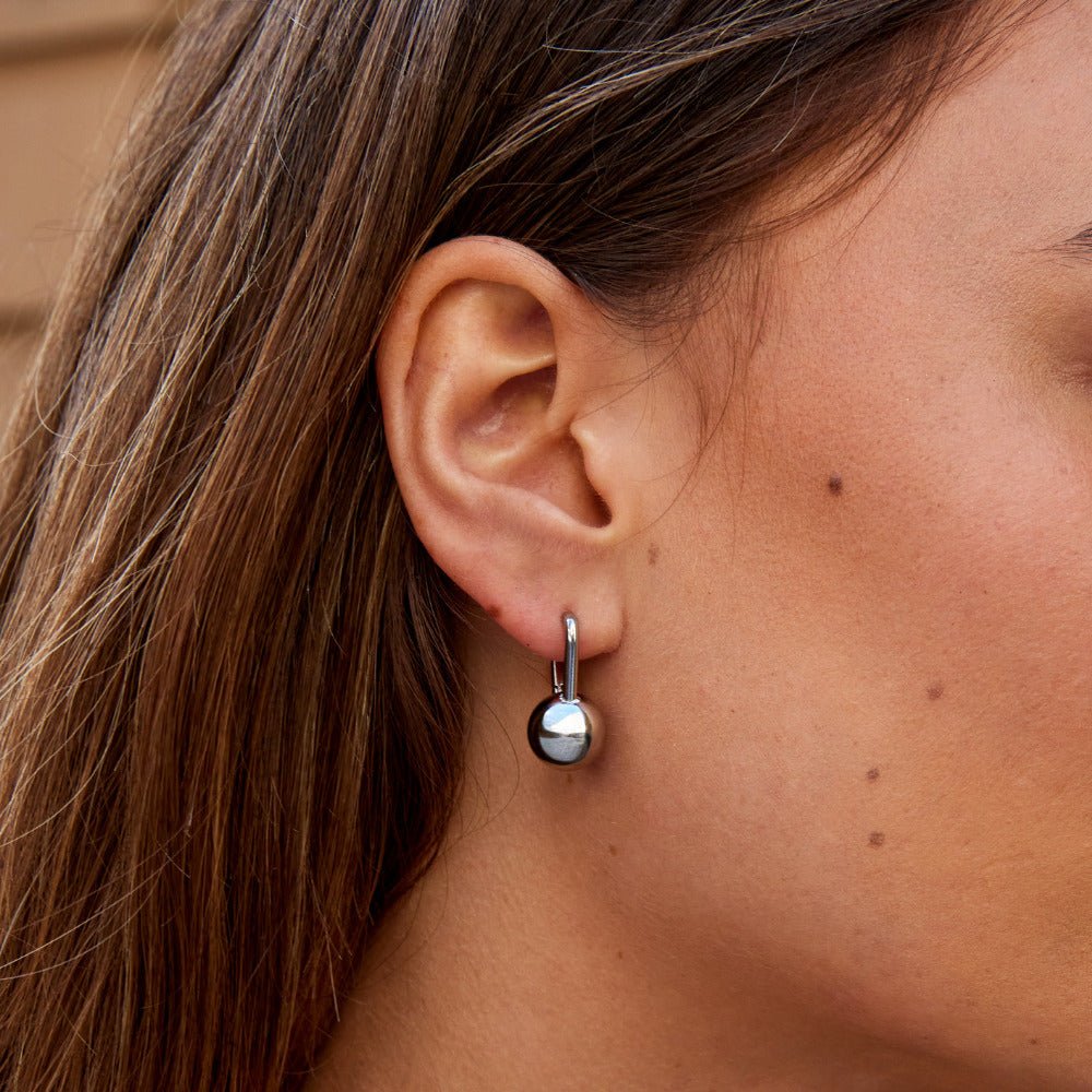 Silver-Tone Bar Hoop Earrings