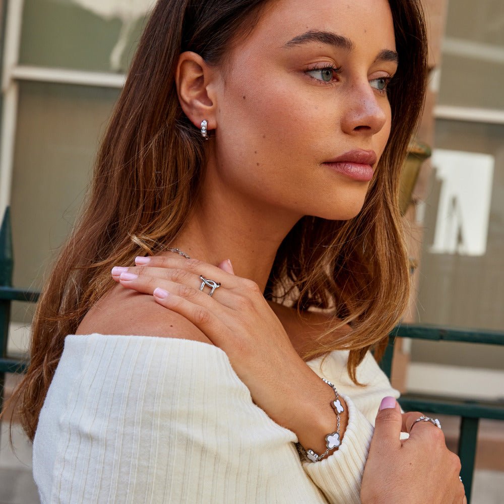 Eula Silver-Tone Pearl Hoop Earrings