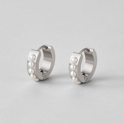 Eula Silver-Tone Pearl Hoop Earrings