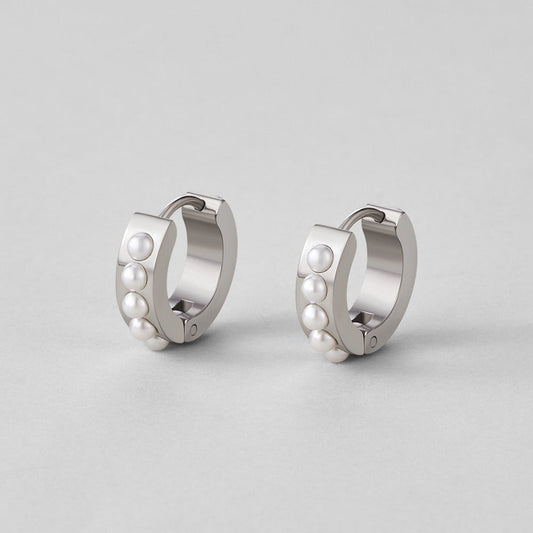 Eula Silver-Tone Pearl Hoop Earrings