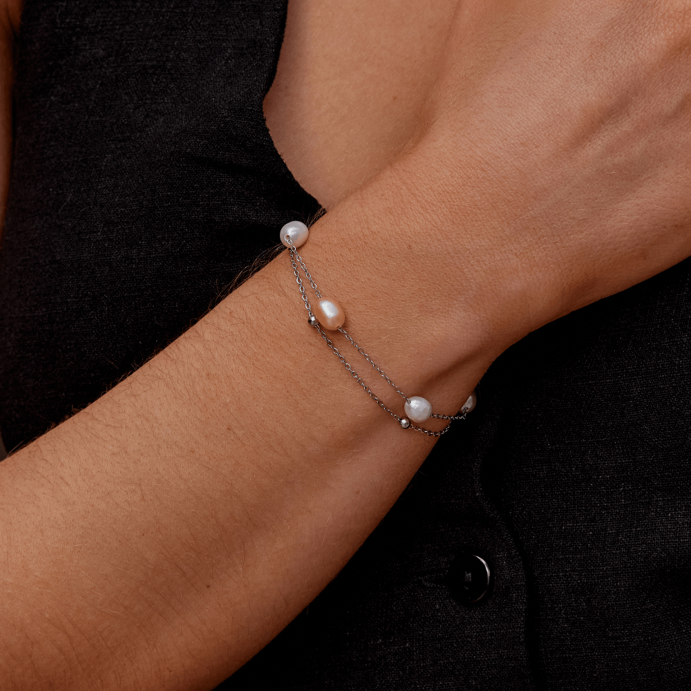 Silver-Tone Freshwater Pearl Layered Bracelet