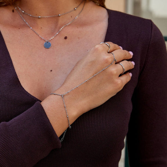 Silver-Tone Hand Chain Bracelet
