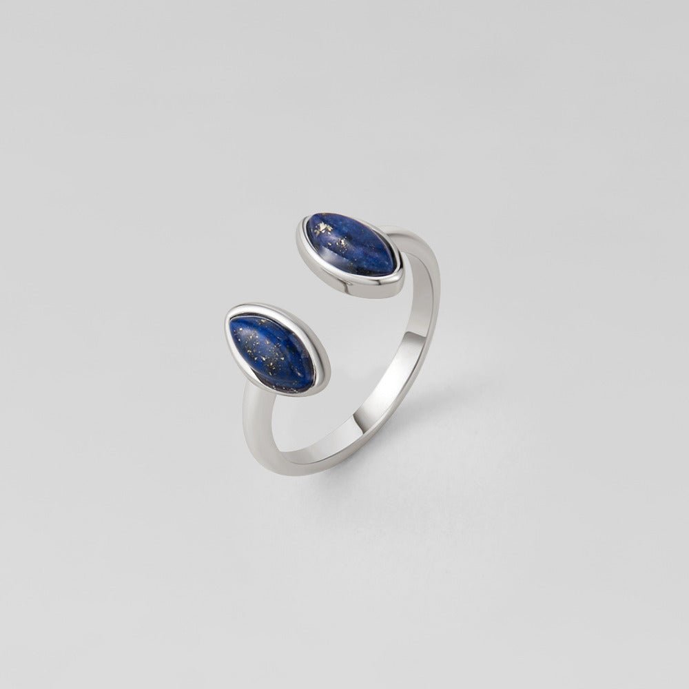 Lapis Blue Silver-Tone Wrap Ring