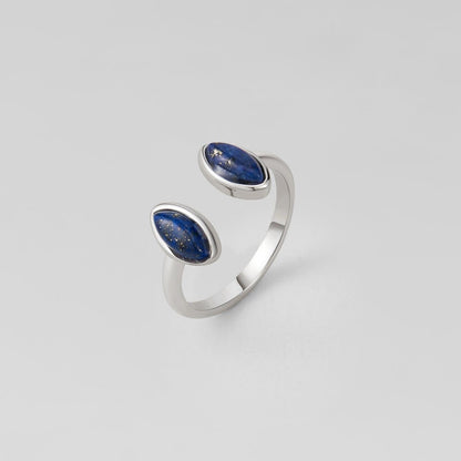 Lapis Blue Silver-Tone Wrap Ring