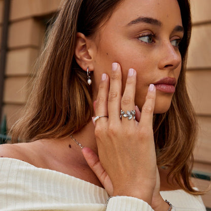 Silver-Tone Leaf Ring