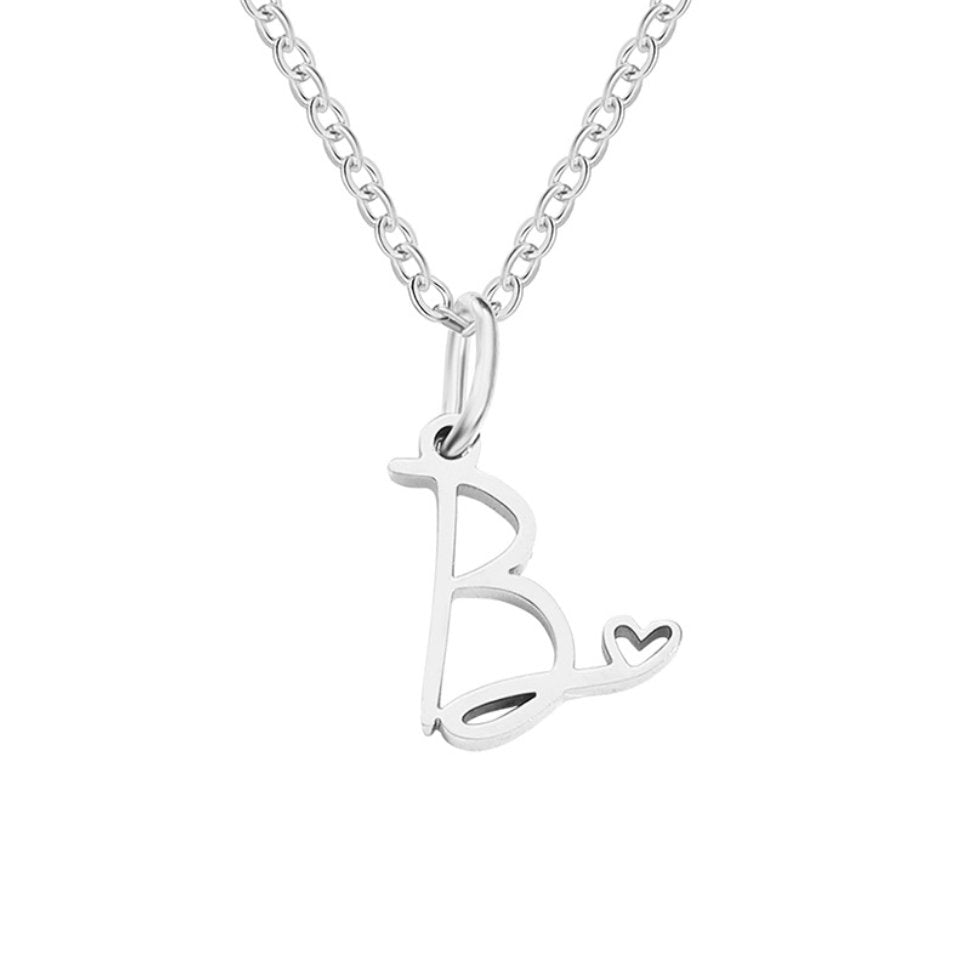 Silver-Tone Letter Heart Necklace