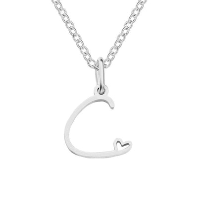 Silver-Tone Letter Heart Necklace