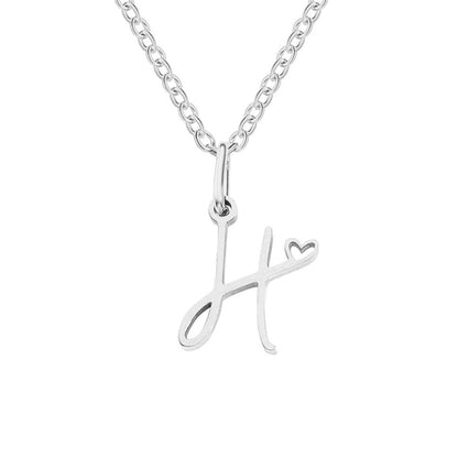 Silver-Tone Letter Heart Necklace