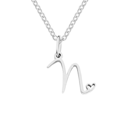 Silver-Tone Letter Heart Necklace