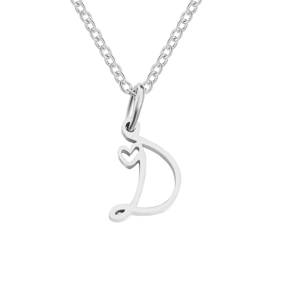 Silver-Tone Letter Heart Necklace