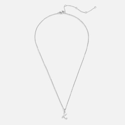 Silver-Tone Letter Heart Necklace
