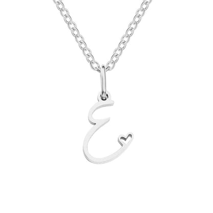 Silver-Tone Letter Heart Necklace