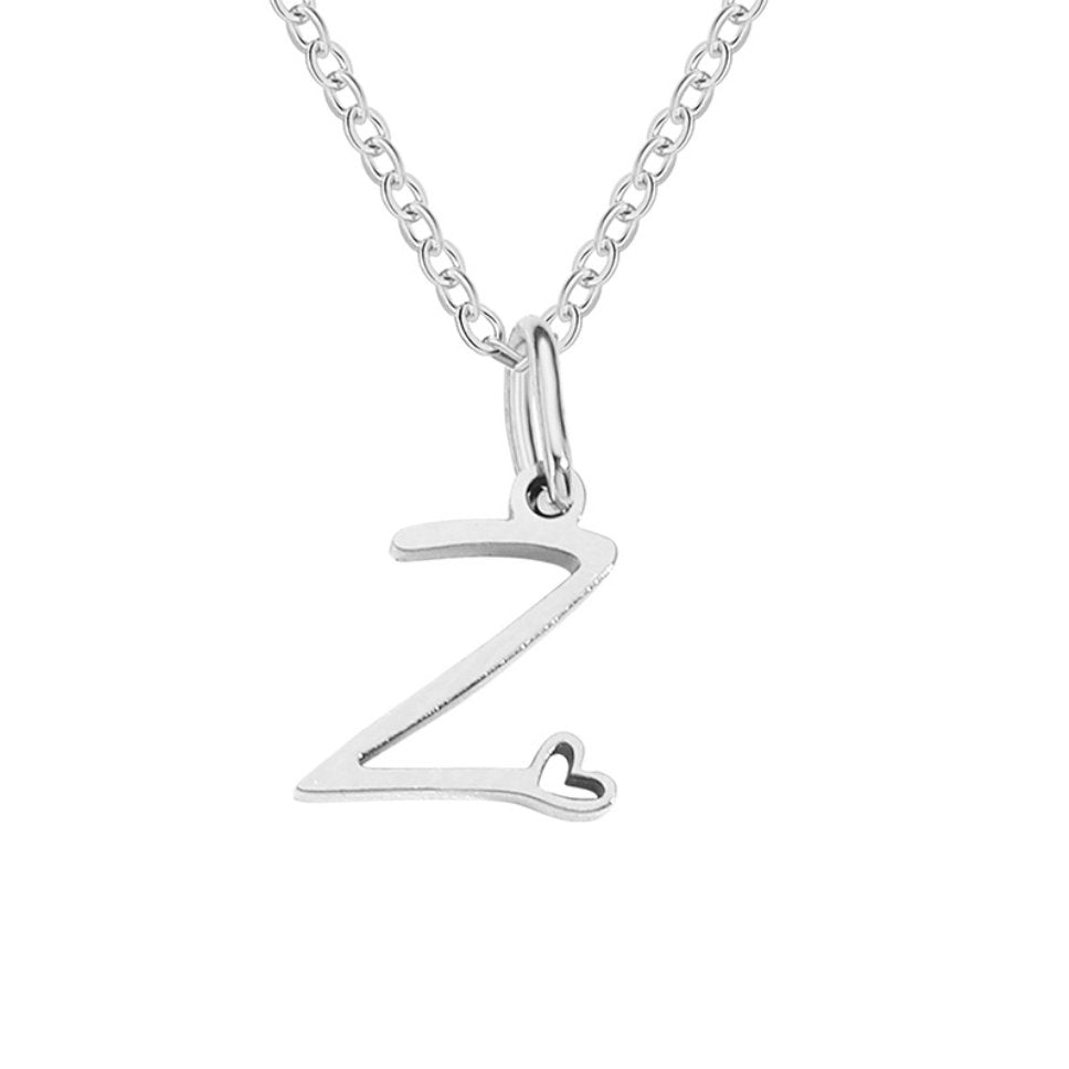 Silver-Tone Letter Heart Necklace