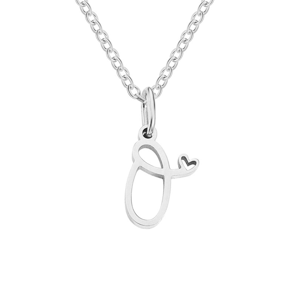 Silver-Tone Letter Heart Necklace