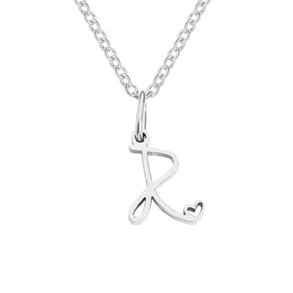 Silver-Tone Letter Heart Necklace
