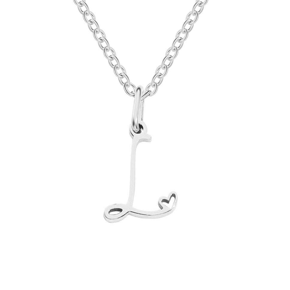Silver-Tone Letter Heart Necklace
