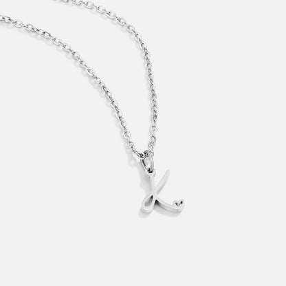 Silver-Tone Letter Heart Necklace