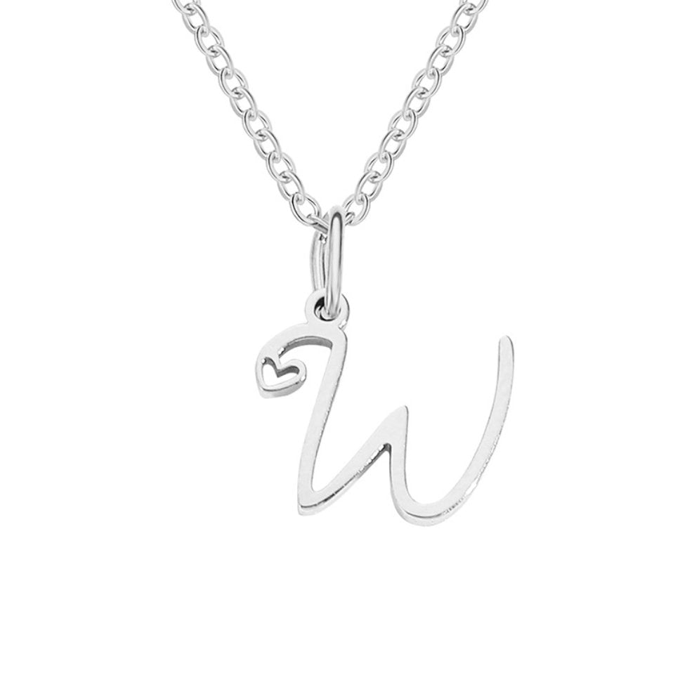 Silver-Tone Letter Heart Necklace