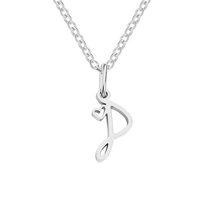 Silver-Tone Letter Heart Necklace