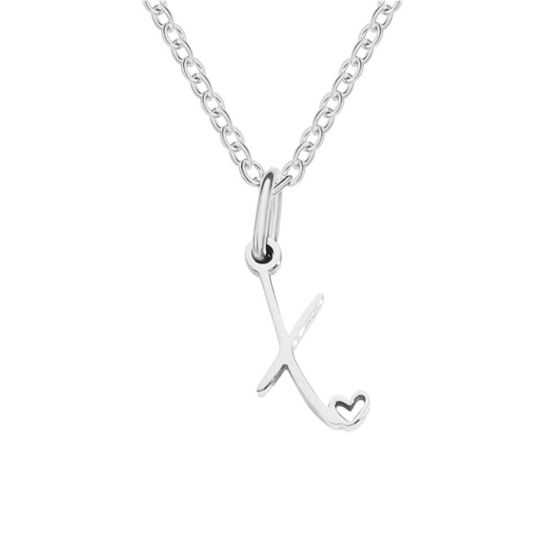 Silver-Tone Letter Heart Necklace