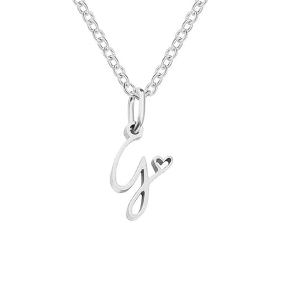 Silver-Tone Letter Heart Necklace