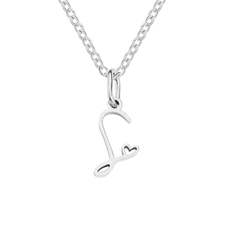 Silver-Tone Letter Heart Necklace