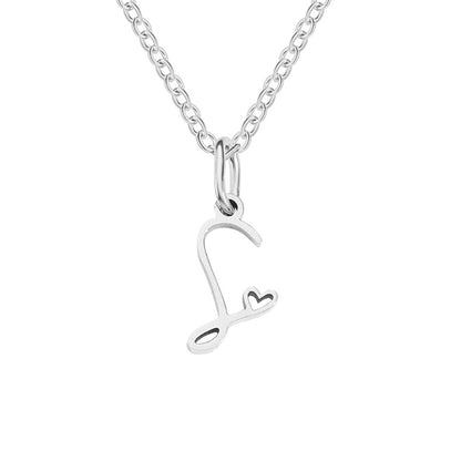 Silver-Tone Letter Heart Necklace