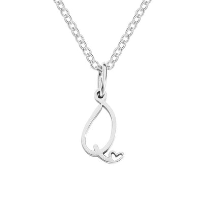 Silver-Tone Letter Heart Necklace