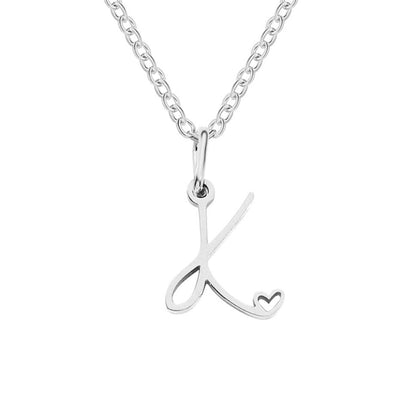 Silver-Tone Letter Heart Necklace
