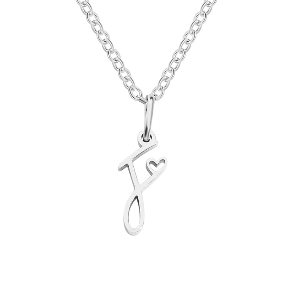 Silver-Tone Letter Heart Necklace