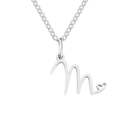 Silver-Tone Letter Heart Necklace