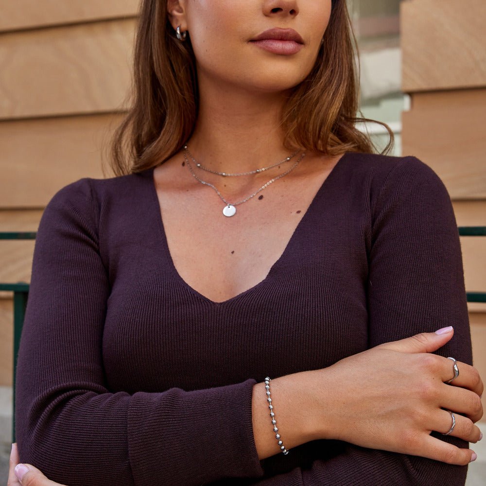 Lulu Silver-Tone Bead Bracelet