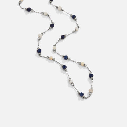 Lulu Silver-Tone Midnight Beaded Necklace