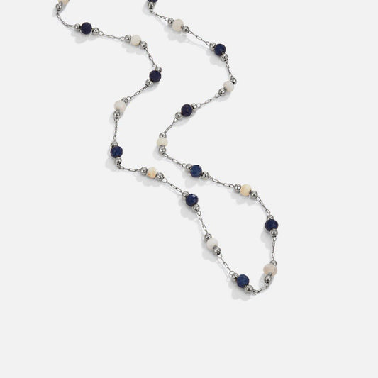 Lulu Silver-Tone Midnight Beaded Necklace