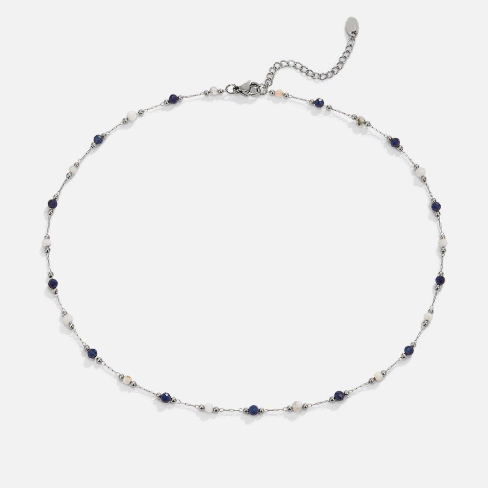 Lulu Silver-Tone Midnight Beaded Necklace
