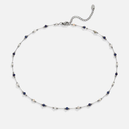 Lulu Silver-Tone Midnight Beaded Necklace