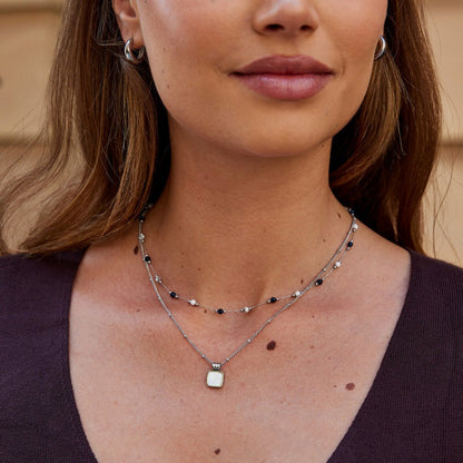 Lulu Silver-Tone Midnight Beaded Necklace