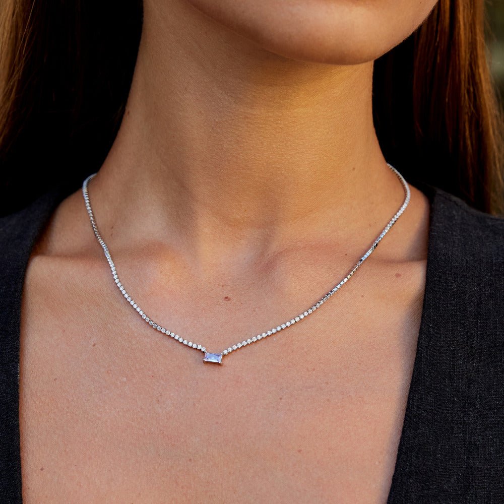Silver-Tone Crystal Statement Necklace